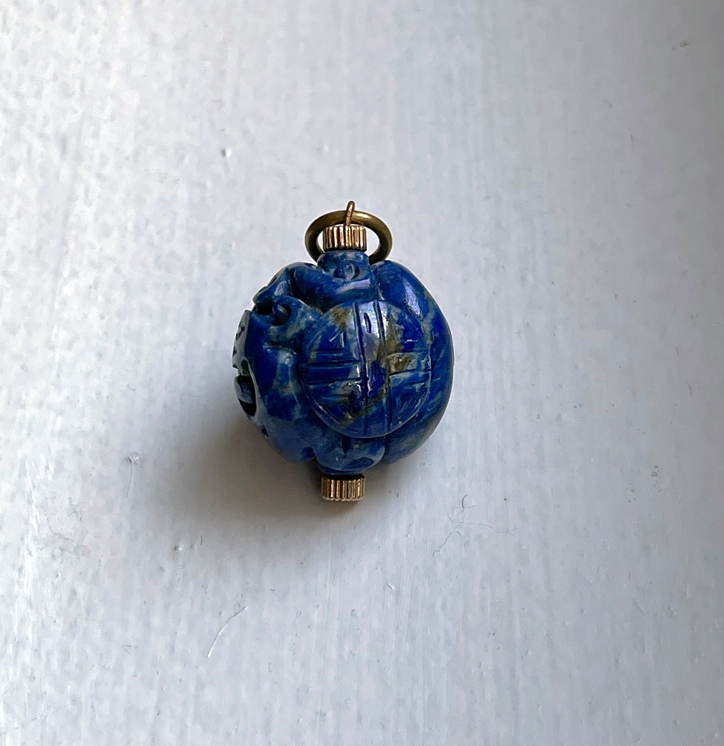 ART DECO CHINESE CARVED SODALITE PENDANT