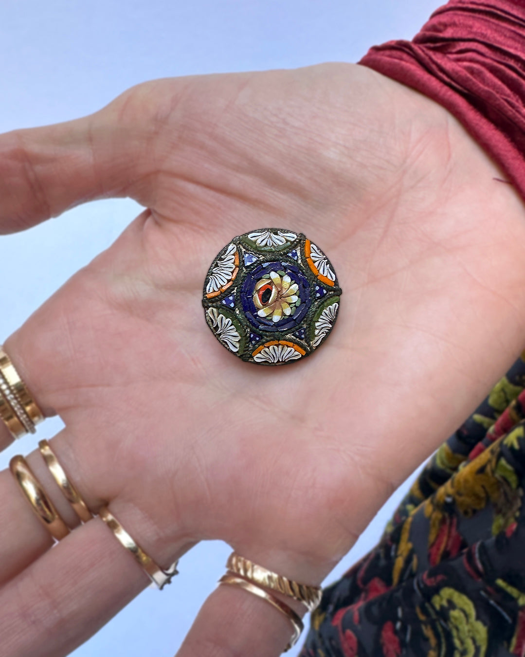Antique Edwardian Micro-Mosaic Pendant/Brooch, Ca. 1910