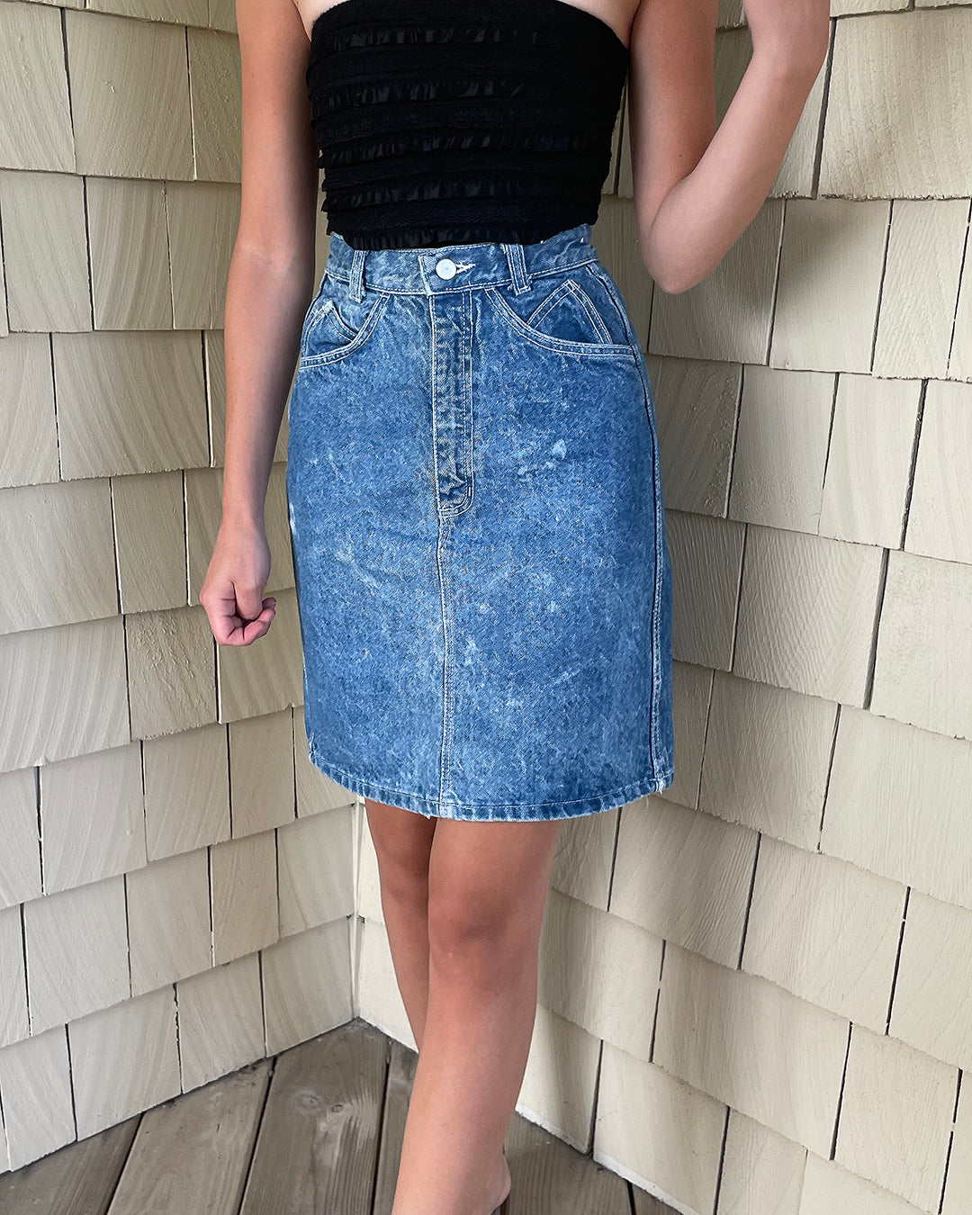 SALE Denim Skirt | XS | 1980s High Waisted Skirt Attached Leggings Vintage  Bike Shorts 80s Jean Skirt Punk Vintage