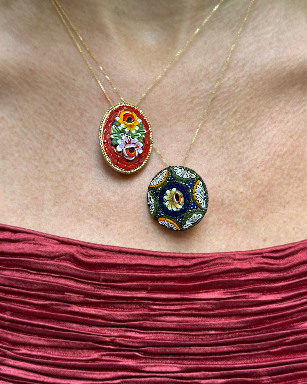 Antique Edwardian Micro-Mosaic Pendant/Brooch, Ca. 1910