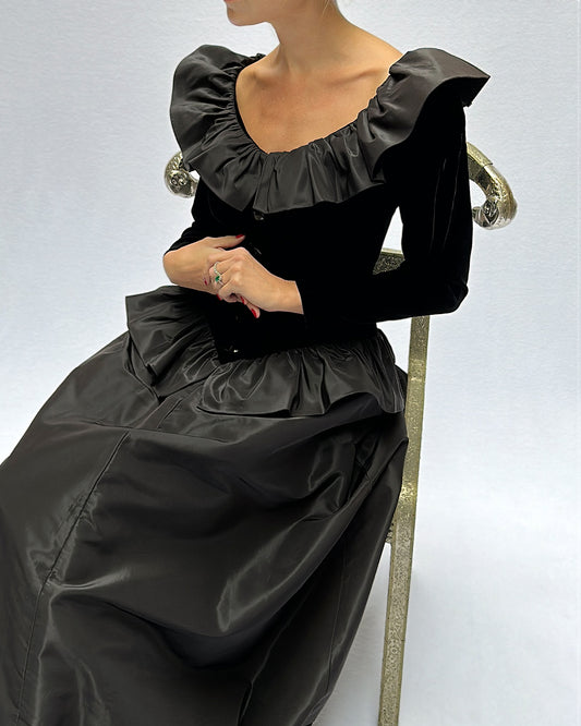 Vintage Givenchy Couture Fall 1993 Long Sleeve Velvet Gown