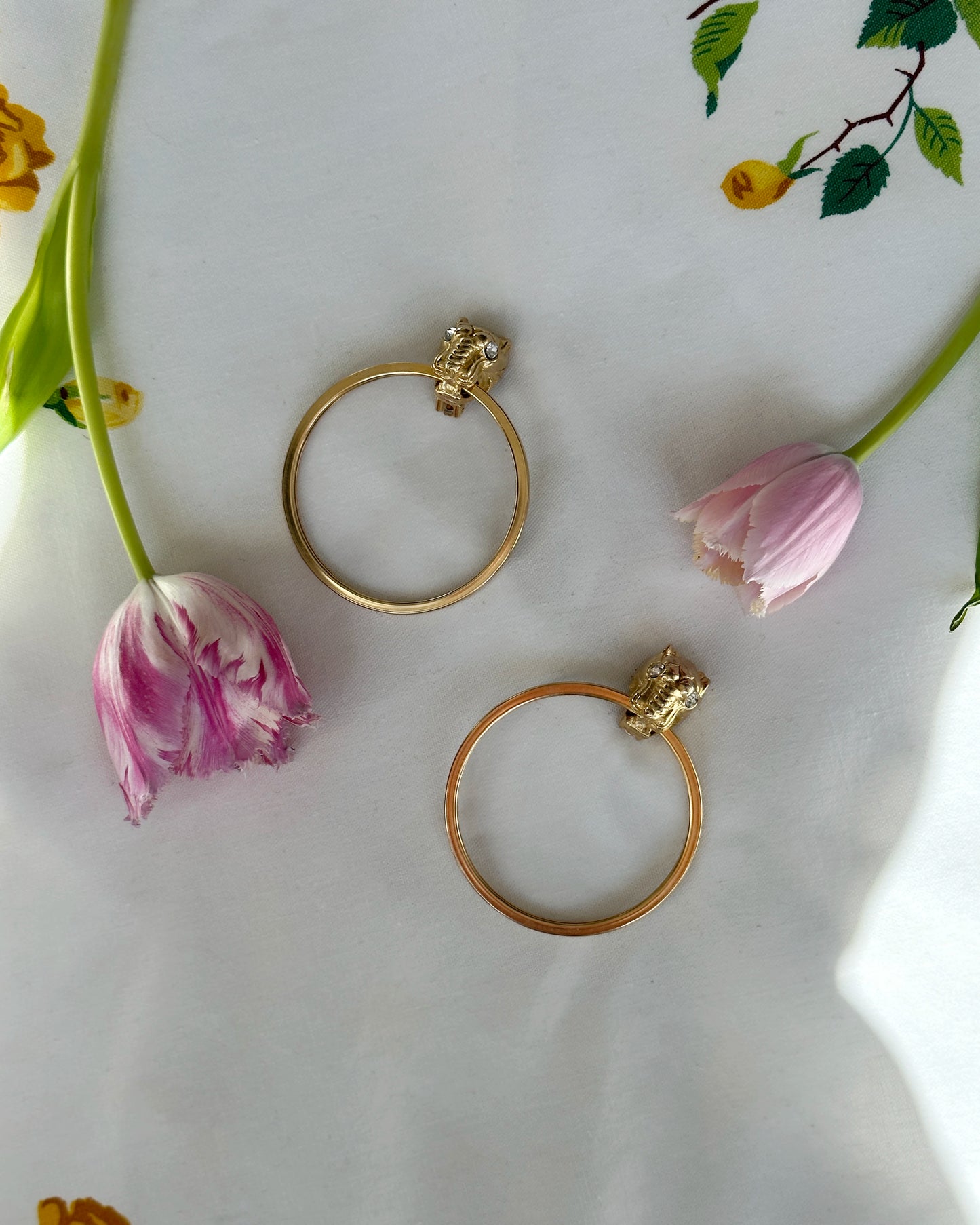 VINTAGE LARGE GOLD PANTHER HOOPS (attributed to Givenchy)