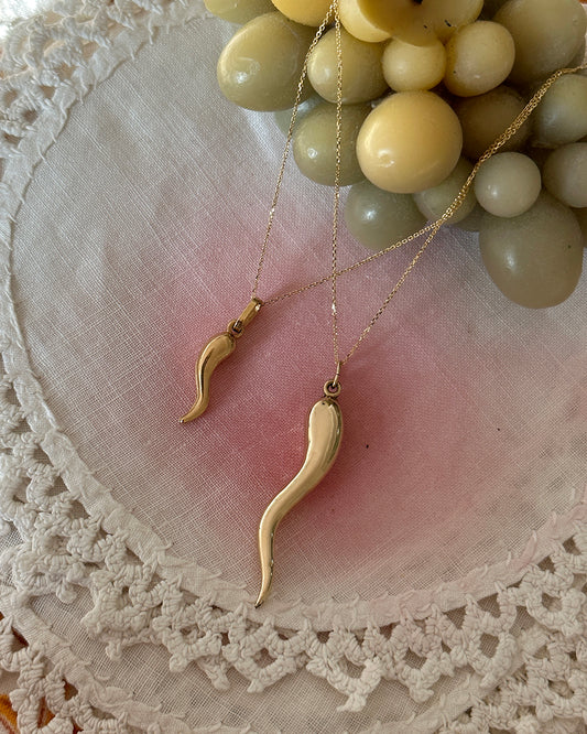 Vintage 14k Gold Cornicello Italian Horn Pendant