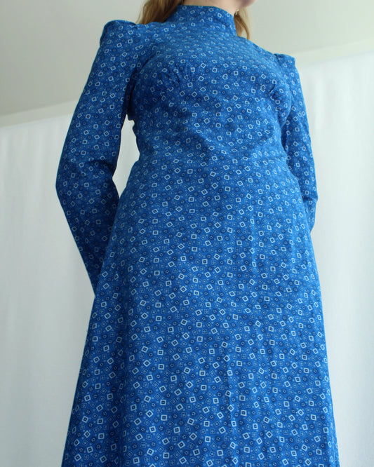 1960s Calico Long Sleeve Maxidress (Deadstock Vintage)