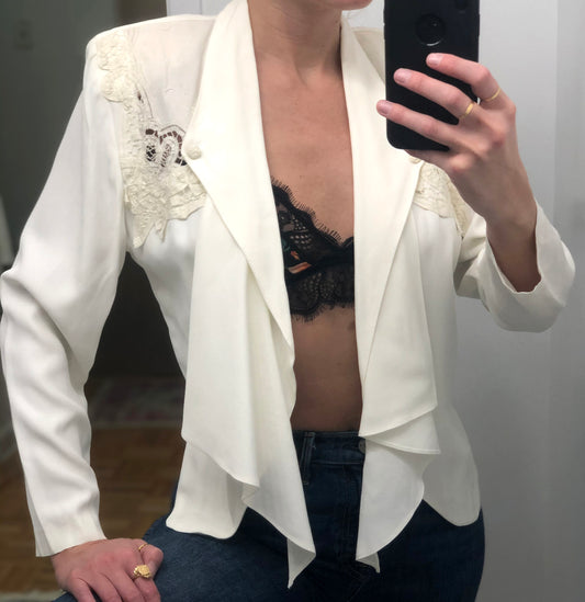 Vintage Lace Appliqué Draped Jacket