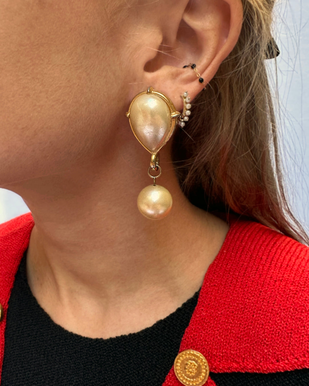 Oversized pearl earrings hot sale