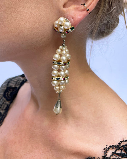 Vintage Pearl Chandelier Earrings