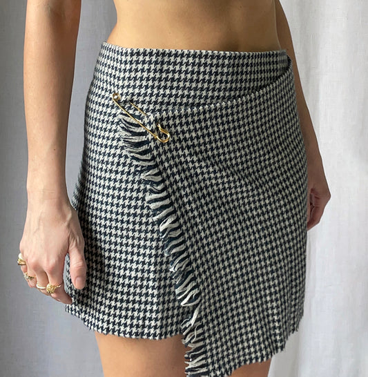 VINTAGE WOOL WRAP SKIRT WITH SAFETY PIN CLOSURE