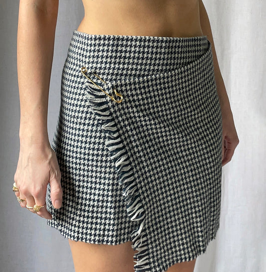Vintage Wool Wrap Skirt With Safety Pin Closure