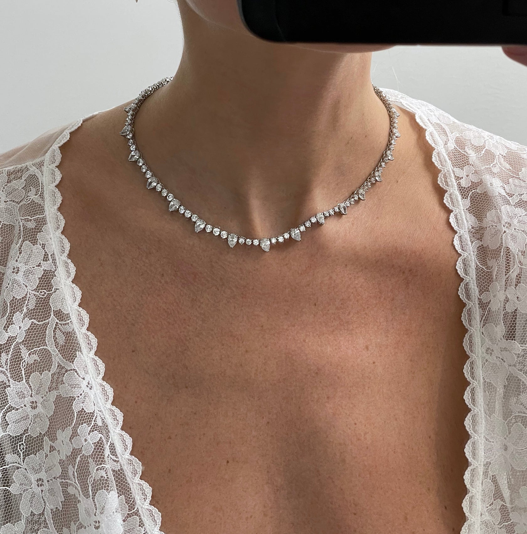 Cubic Zirconia And Pearl Full Necklace main image 0