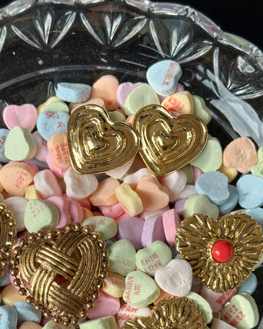 Vintage Gold Heart Earrings